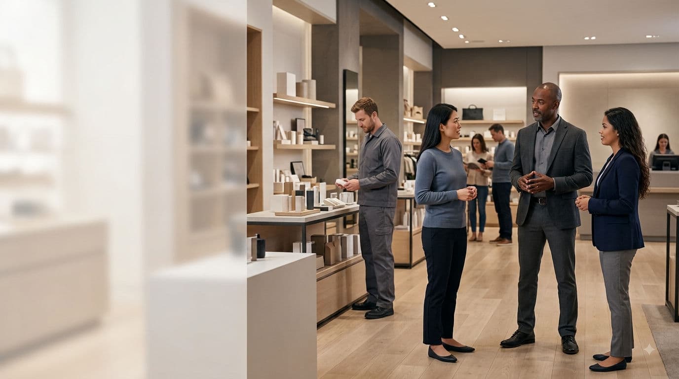 Retail professionals in a modern retail environment
