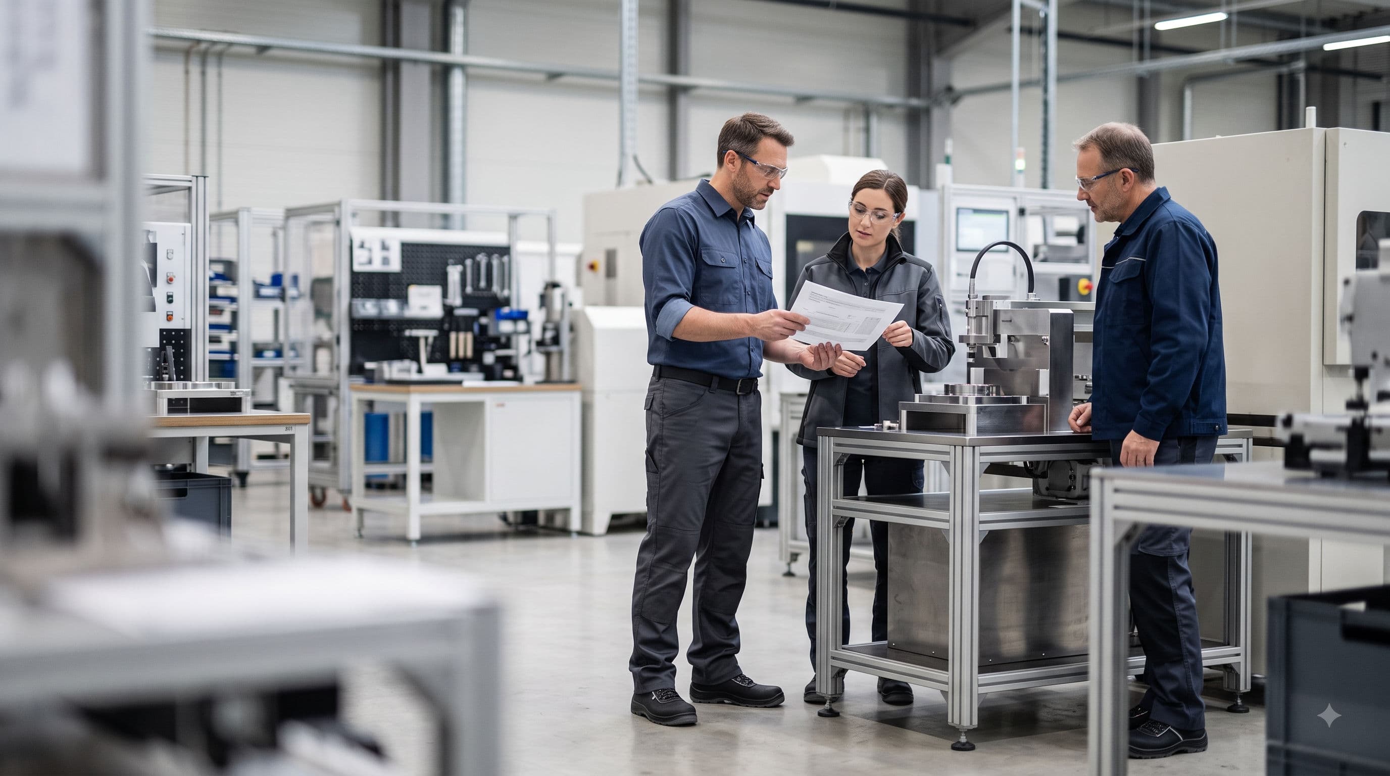 Manufacturing professionals in a modern industrial environment