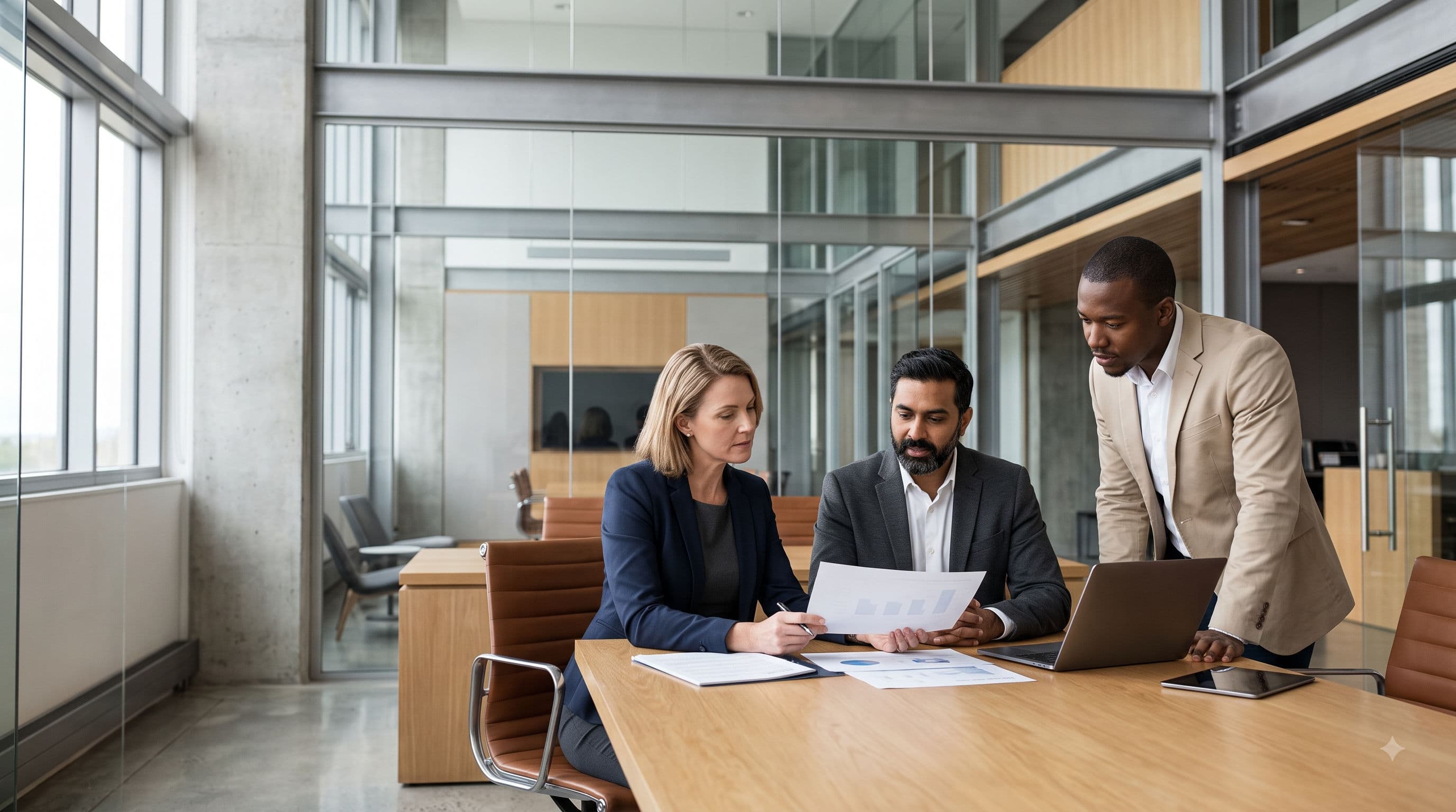Financial professional analyzing corporate data