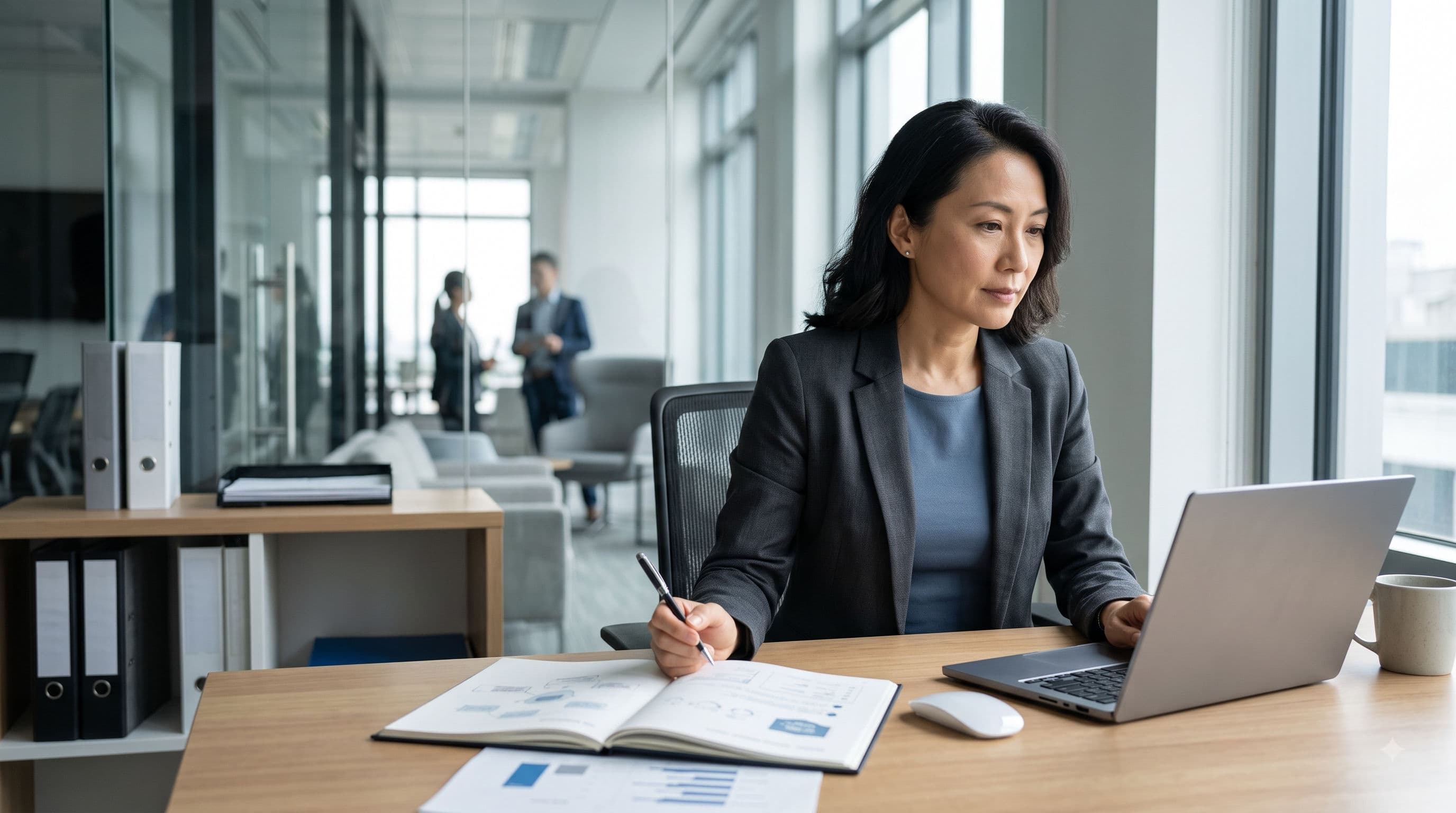 Professional specialists collaborating in an enterprise workplace