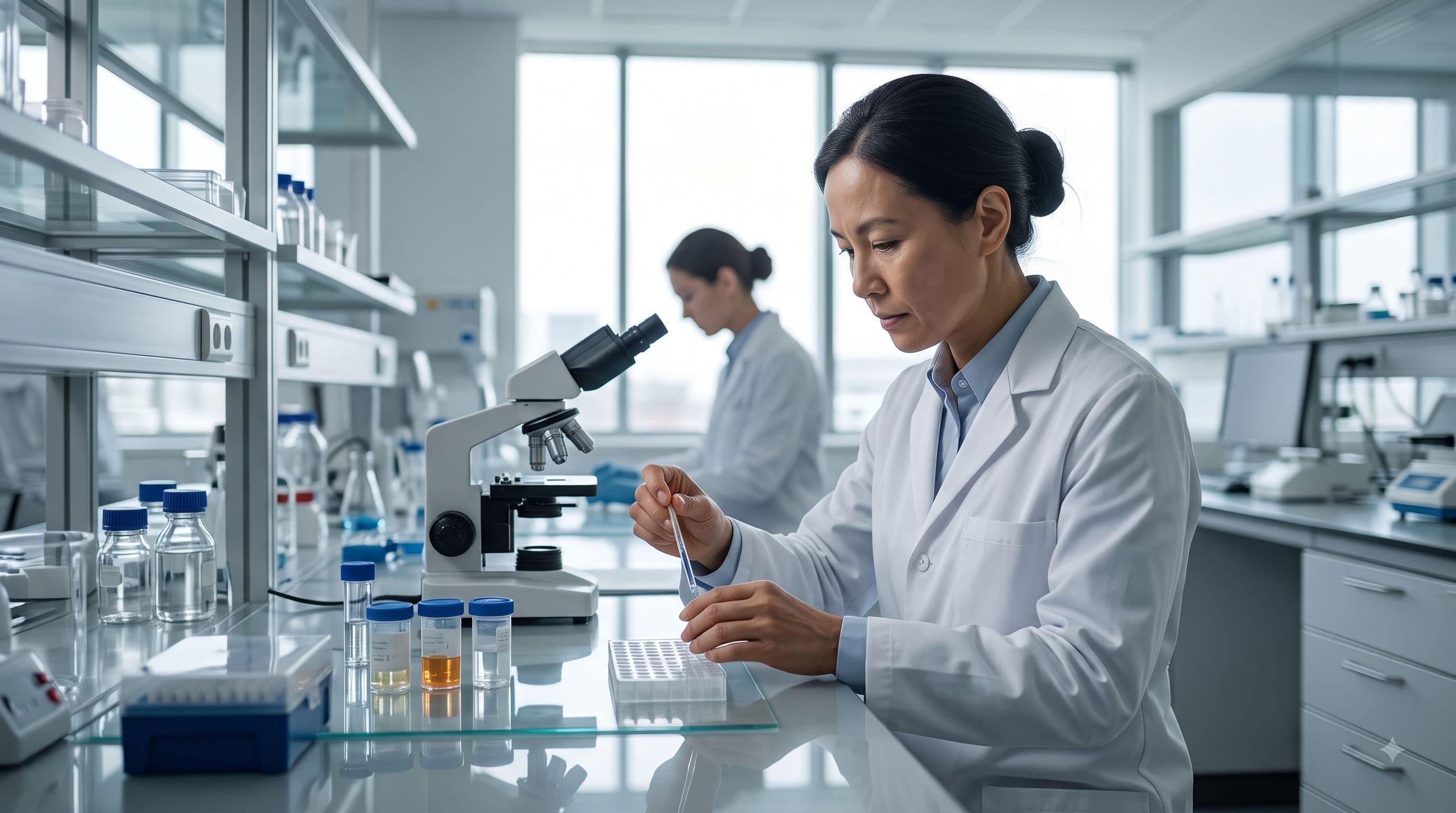 Scientific professionals collaborating in a modern laboratory environment