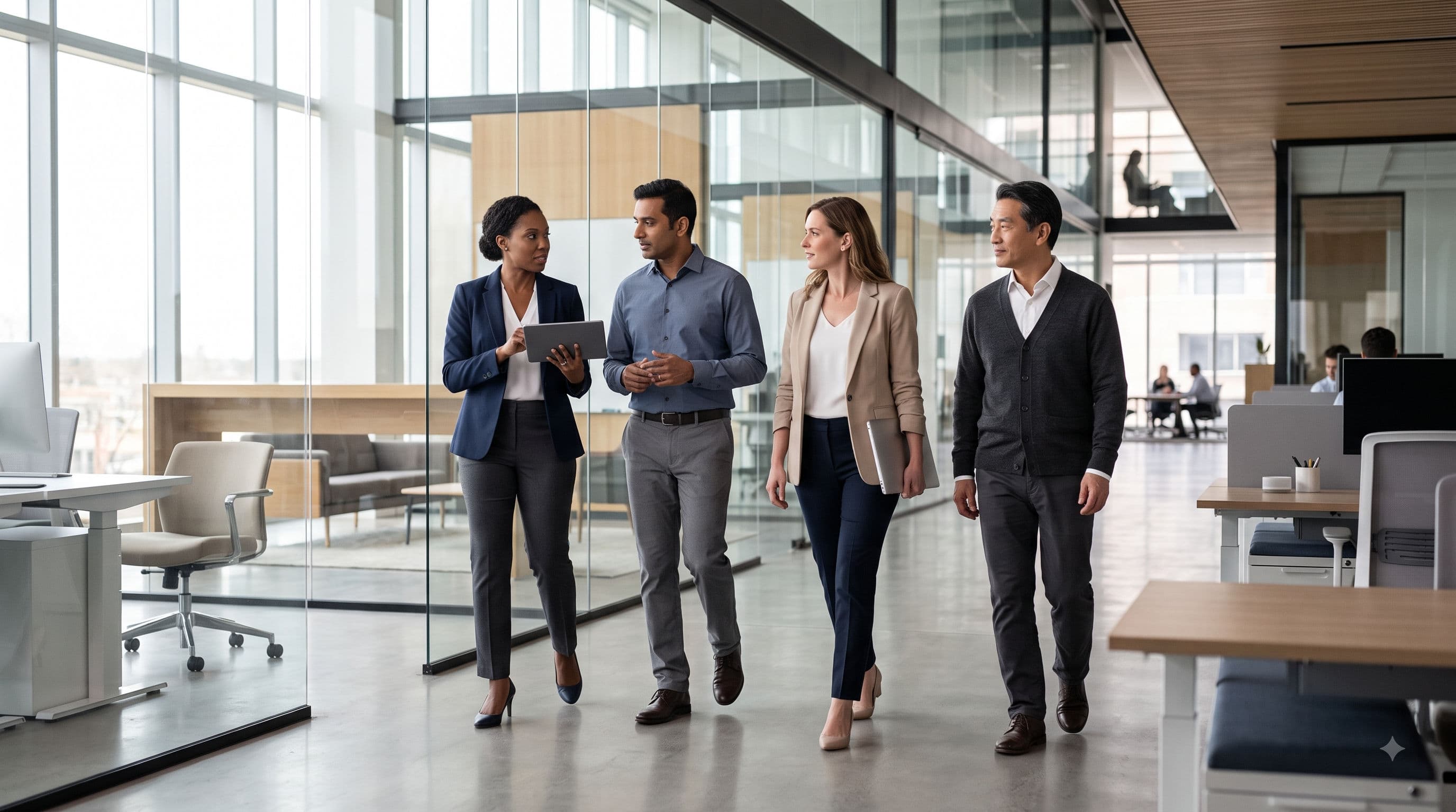 Professionals collaborating as a connected workforce