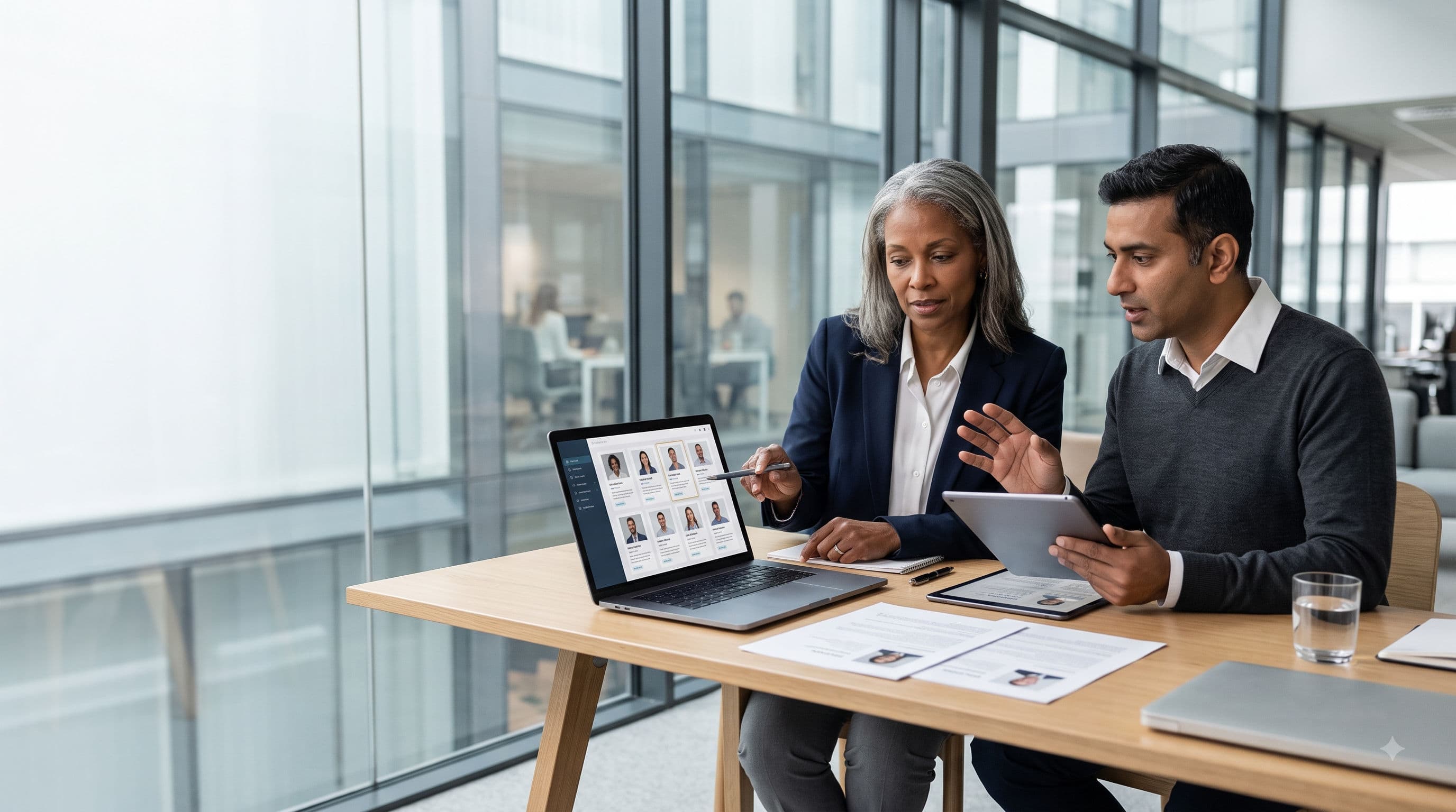 Professionals managing workforce recruitment operations